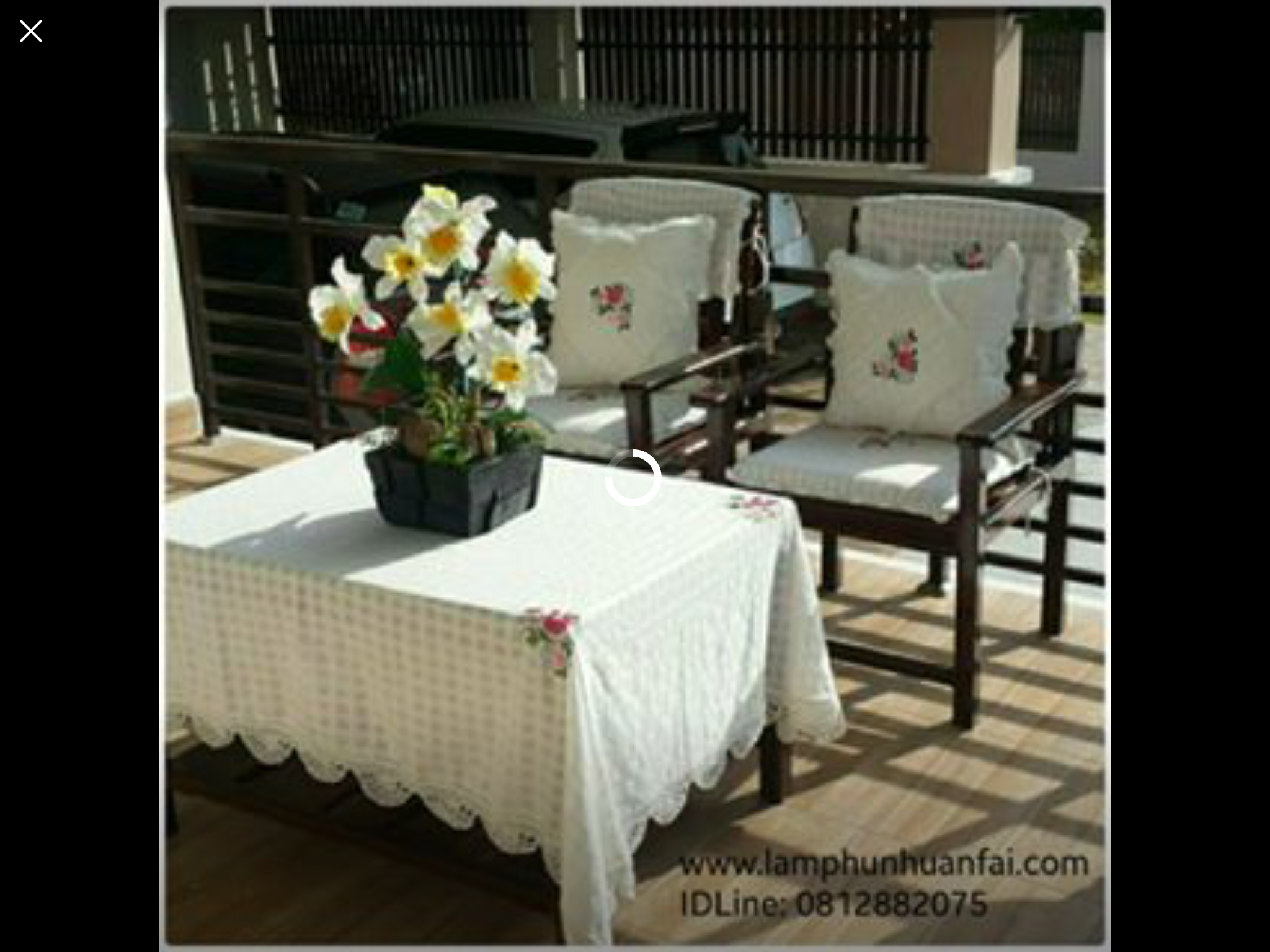 หมอนอิงผ้าฝ้ายปักดอก รูปที่ 4