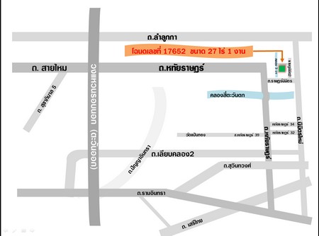 ขายที่ดิน 27ไร่  เหมาะสร้างบ้านเดี่ยว  คลองสามวา กรุงเทพมหานคร รูปที่ 1