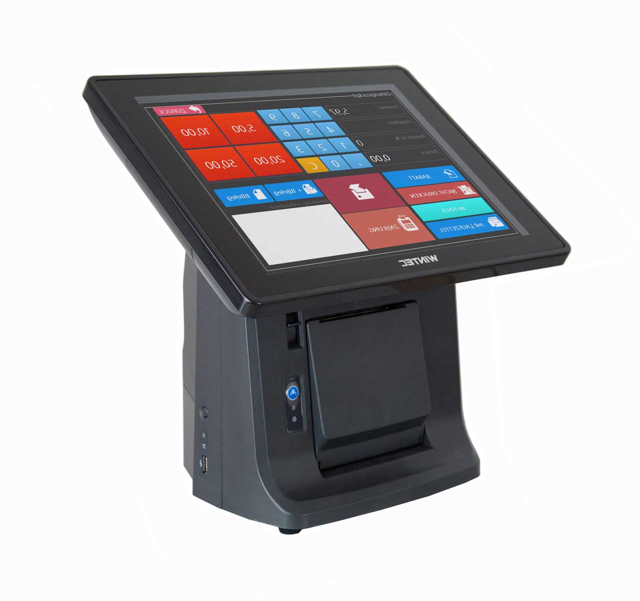 AnyPos 100 เป็นเครื่อง POS ที่มีขนาดกะทัดรัดแบบ all-in-one รองรับ OS. Windows &   Android มาพร้อมด้วยเครื่องพิมพ์ความร้อนภายในตัวและจอแสดงผลของลูกค้า ด้วยหน้าจอสัมผัสแบบ   capacitive ขนาด 9.7 