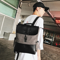 พร้อมส่ง กระเป๋าเป้สะพายหลังผู้ชาย เป้นักเรียนวิทยาลัยเแฟขั่นเกาหลี รหัส Man-8215 สีดำเทา