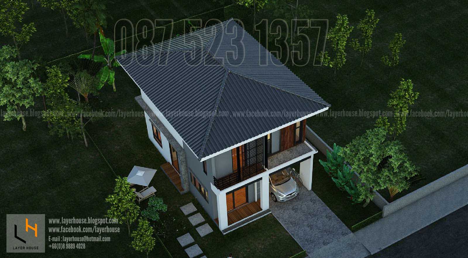 รับออกแบบบ้าน 2 ชั้น สไตล์ Modern Tropical  รูปที่ 5