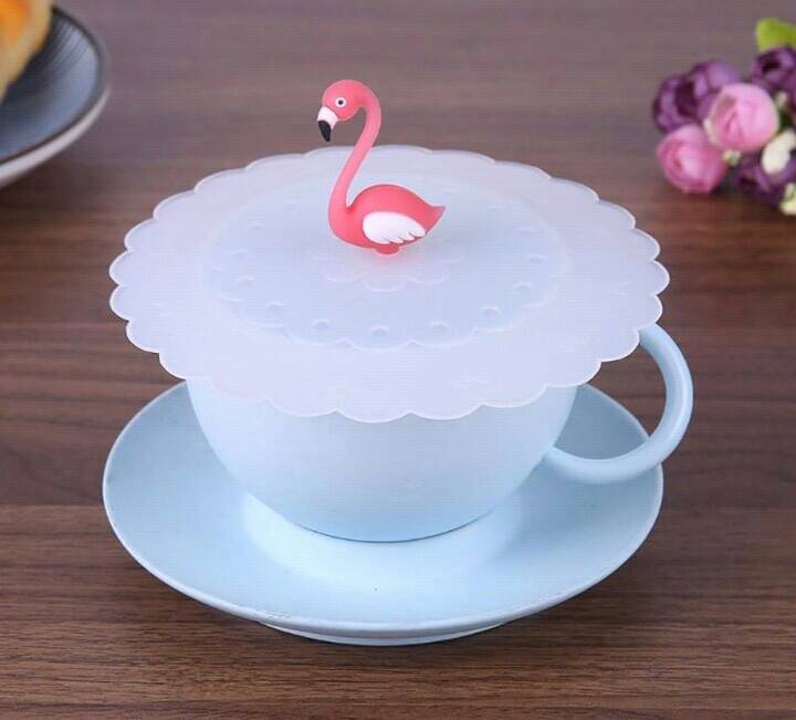 ฝาครอบแก้วซิลิโคนสีขาว,ฟลามิงโก้สีชมพู รูปที่ 2