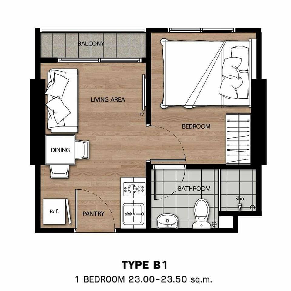 ให้เช่า Notting Hill Sukhumvit -Praksa 1 Bedroom 24ตร.ม. ชั้น 2 รูปที่ 1