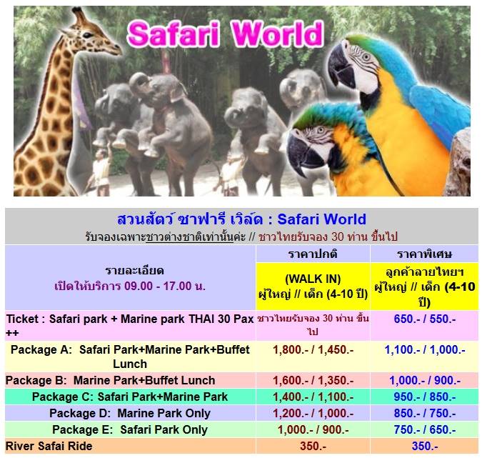 โปรแจ่มๆ..บัตรเข้าชมสวนสัตว์ ซาฟารีเวิล์ด (Safari World) รูปที่ 1