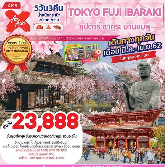 ทัวร์ญี่ปุ่น TOKYO FUJI IBARAKI ซุปตาร์ ซากุระ บานชมพู 5D3N  เริ่มเพียง 25,888 บ. รูปที่ 1