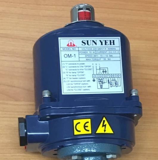 Sunyeh electric actuator หัวขับไฟฟ้า เปิด ปิด น้ำ น้ำมัน OM1 OM2 OM3 OM4 ไฟ 24v 220v ถูก ทนทาน ส่งฟรีทั่วประเทศ รูปที่ 1