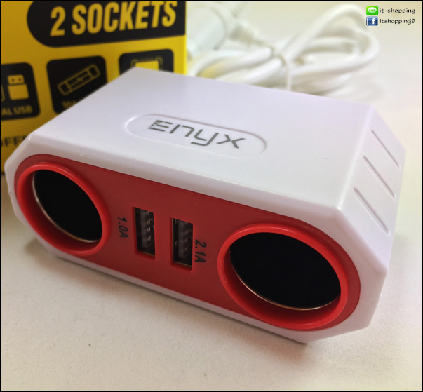 ตัวเพิ่มช่องจุดบุหรี่และที่ชาร์จในรถ 2 ช่องUSB รูปที่ 3