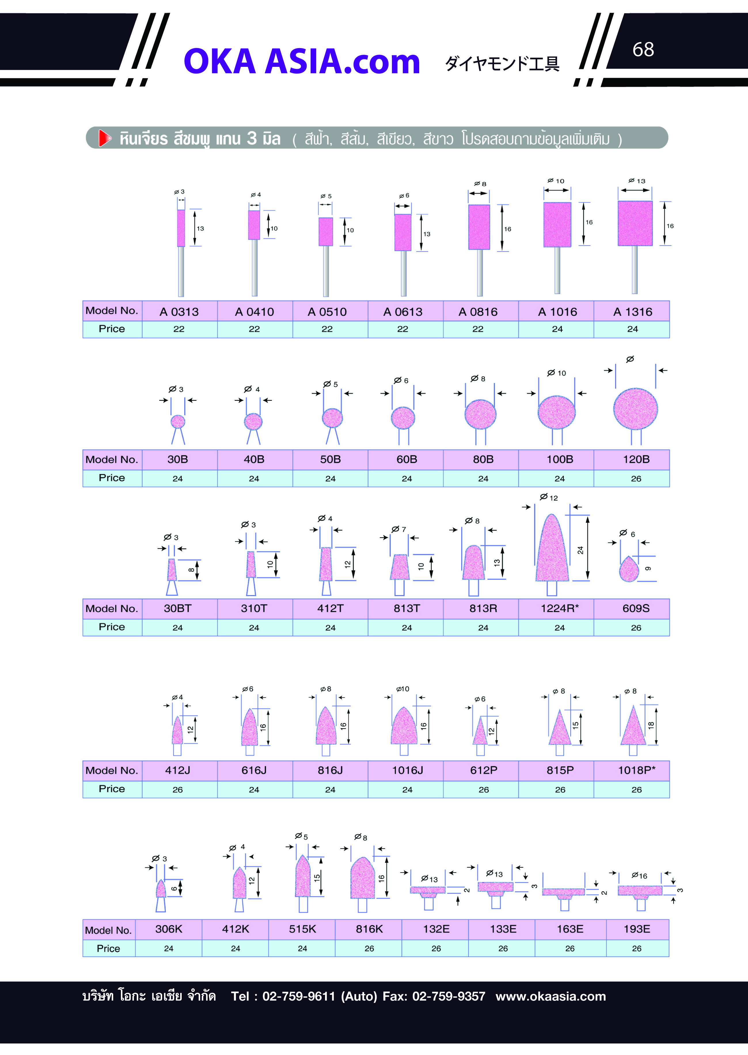 หินเจียรสีชมพูแกน3 มิล รูปที่ 1