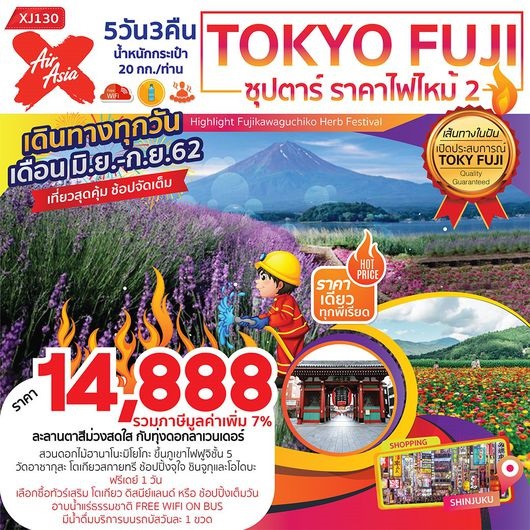 ทัวร์ญี่ปุ่น ซุปตาร์ ราคาไฟไหม้ 2 TOKYO FUJI 5D3N เริ่มต้น 14,888 บ. รูปที่ 1