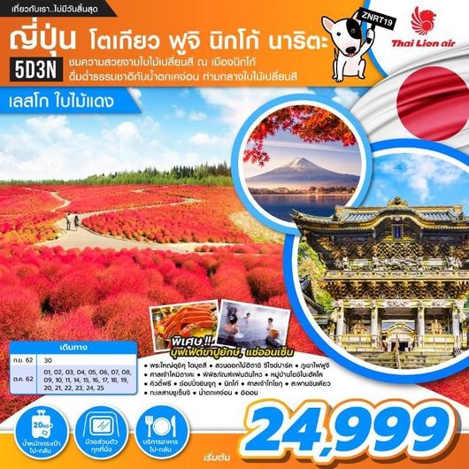 ทัวร์ญี่ปุ่น โตเกียว ฟูจิ นิกโก้ นาริตะ [เลสโก ใบไม้แดง] 5D3N เริ่มเพียง 24,999 บ. รูปที่ 1