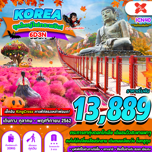 ทัวร์เกาหลี KOREA ชุดใหญ่ ไฟกระพริบ บินดึก กลับดึก 6D3N  เริ่มเพียง 13,889 บ. รูปที่ 1