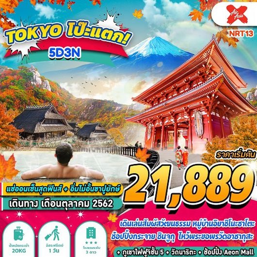 ทัวร์ญี่ปุ่น TOKYO FUJI FREEDAY (5D3N) เริ่มเพียง 21,889 บ. รูปที่ 1