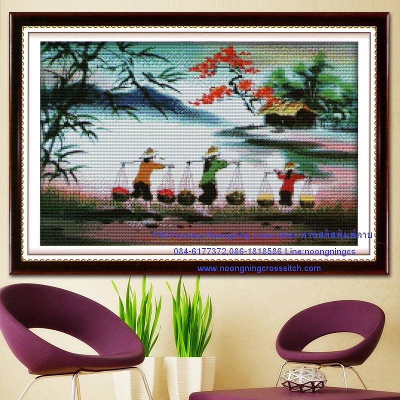 ร้าน noogningcrosstitch ครอสติสพิมพ์ลาย จำหน่ายชุดปักครอสติส ครอสติสคริสตรัล DiamondPainting DIYง่ายๆ908 รูปที่ 1