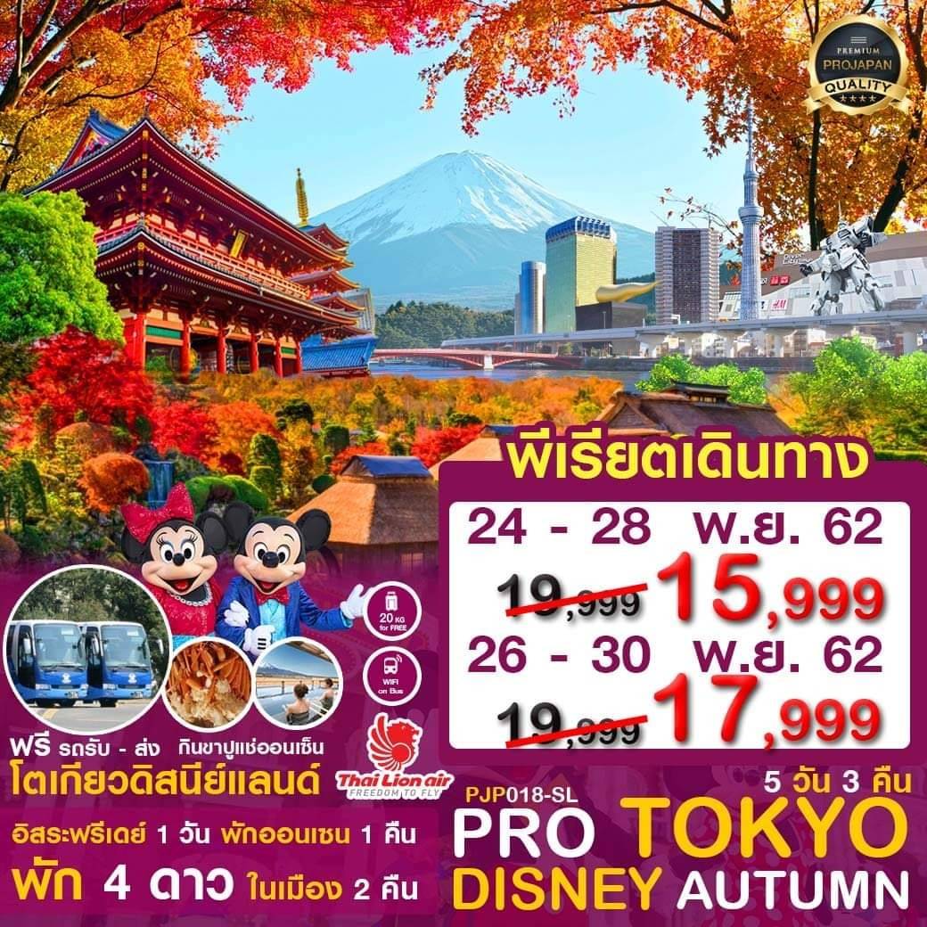 ทัวร์ญี่ปุ่น ทัวร์โตเกียว โตเกียวดิสนีย์แลนด์ DISNEY AUTUMN 5วัน 3คืน ฟรีเดย์1วัน SL 15999 24-28พย62 รูปที่ 1