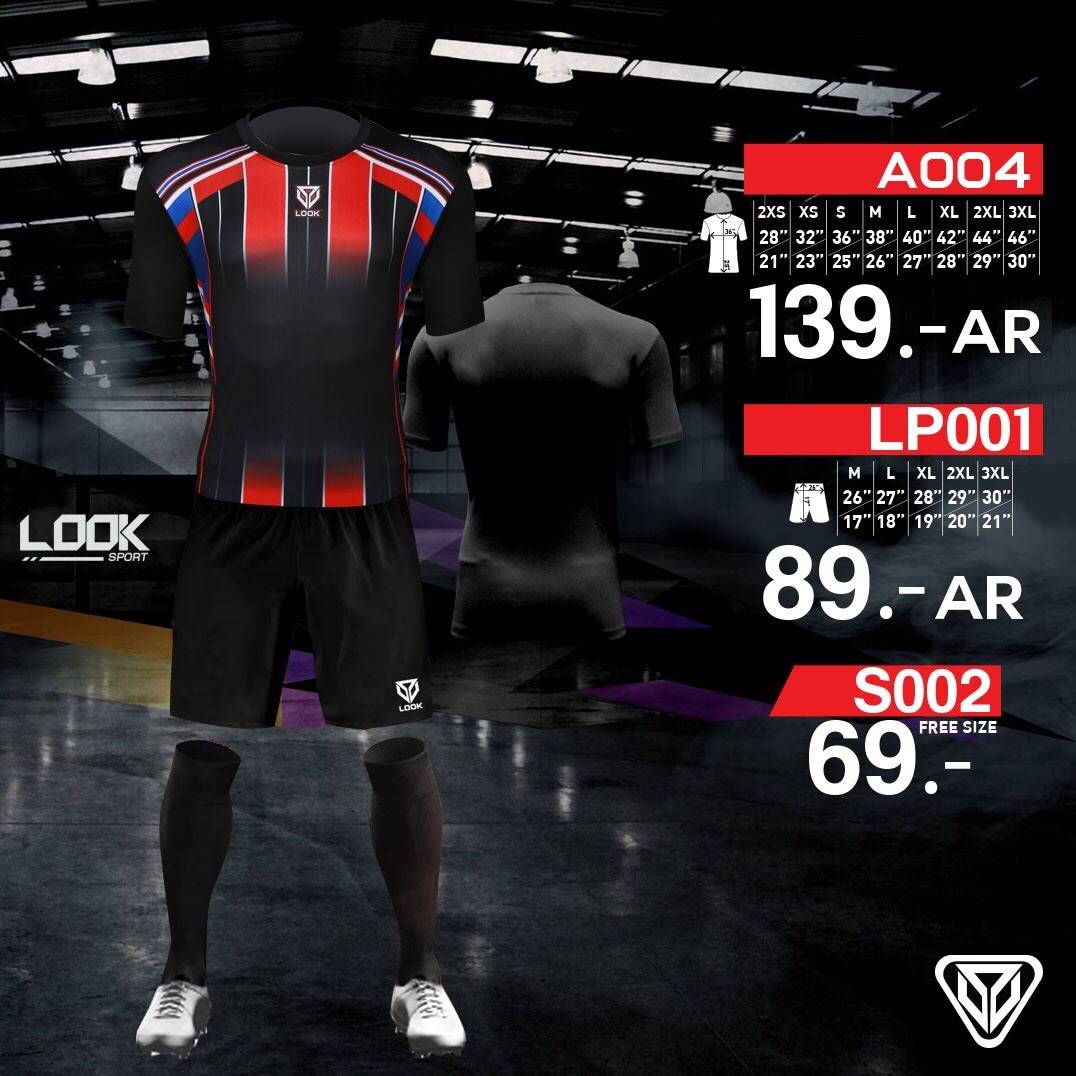 เสื้อกีฬา LOOKA004 สีดำ ราคาถูกมาก รูปที่ 3