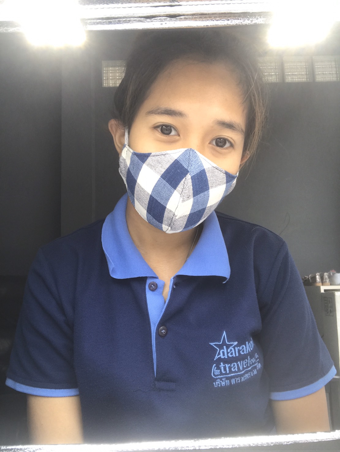  หน้ากากผ้าครามทอจากผ้าฝ้ายแท้สำหรับเด็ก ผู้หญิงหน้าเล็กใส่ได้สบายจ้า รูปที่ 4