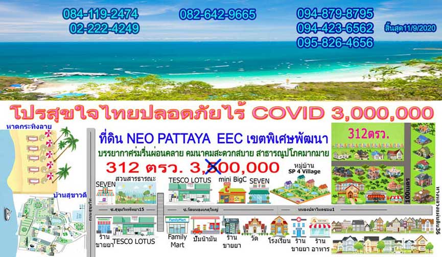 โปรสุขใจไทยปลอดภัยไร้COVIDเคาะแล้วขายที่ดินเมืองพัทยา312ตรว. รูปที่ 1