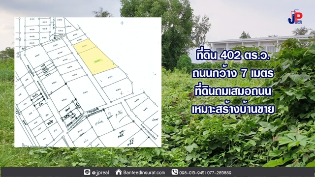 ขาย ที่ดินถมแล้ว 402วา ใจกลางเมือง ซอยบุญช่วย4 สุราษฎร์ธานี เหมาะสร้างบ้านขาย ใกล้สนามกีฬา 1 นาที รูปที่ 1