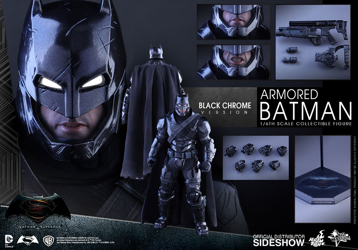 HOTTOYS BATMAN VS SUPERMAN ARMORED BATMAN (BLACK CHROME VER.) โมเดลแบทแมนสวมชุดเกราะ ภาคประทะซุปเปอร์แมน ตัวพิเศษชุดดำของใหม่ของแท้ รูปที่ 1