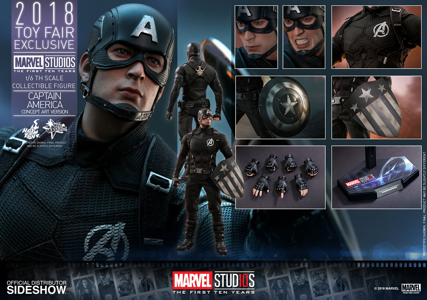 HOT TOYS Captain America (Concept Art Version) 2018 Toy Fair Exclusive โมเดลกัปตันอเมริกา ตัวพิเศษงานทอยแฟร์ประจำปี 2018 ของใหม่ไม่เปิดกล่องของแท้ รูปที่ 1