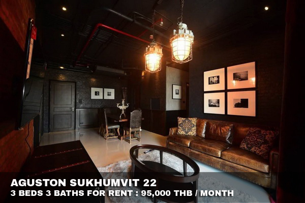 (เช่า) FOR RENT AGUSTON SUKHUMVIT 22 / 3 beds 3 baths / 137 Sqm. 95,000 PET FRIENDLY. รูปที่ 1