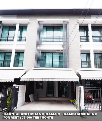 (เช่า) FOR RENT BAAN KLANG MUANG RAMA 9-RAMKHAMHAENG / 3 beds 3 baths / 20 Sqw.**33,000** รูปที่ 1