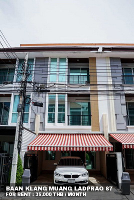 (เช่า) FOR RENT BAAN KLANG MUANG LADPRAO 87 / 3 beds 3 baths / 22 Sqw.**35,000** CLOSE BIG C LADPRAO รูปที่ 1