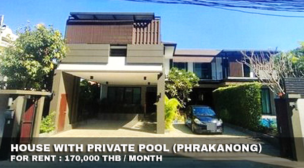 (เช่า) FOR RENT HOUSE PHRAKANONG WITH PRIVATE POOL / 4 beds 4 baths / 120 Sqw.**170,000** รูปที่ 1