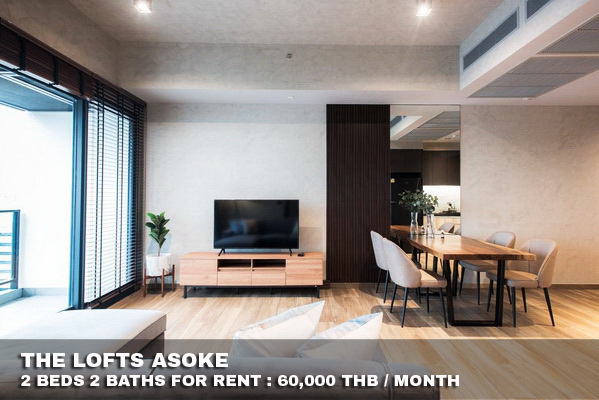 (เช่า) FOR RENT THE LOFTS ASOKE / 2 beds 2 baths / 85 Sqm.**60,000** CLOSE MRT PETCHABURI รูปที่ 1