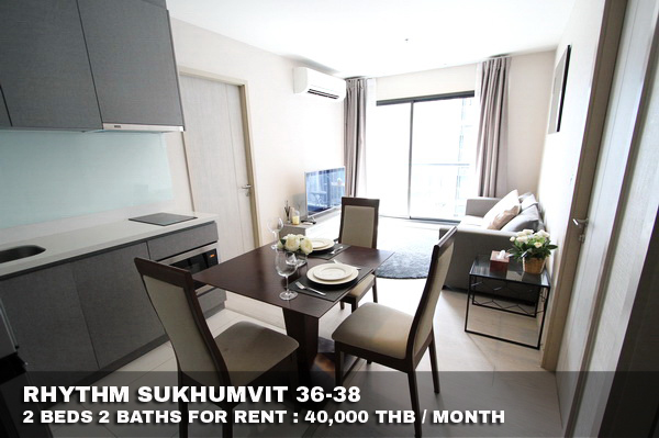 (เช่า) FOR RENT RHYTHM SUKHUMVIT 36-38 / 2 beds 2 baths / 54 Sqm.**40,000** CLOSE BTS THONGLOR รูปที่ 1