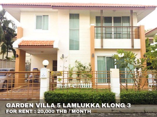 (ให้เช่า) FOR RENT GARDEN VILLA LAMLUKKA KLONG 3 / 3 beds 3 baths / 52 Sqw.**20,000**  รูปที่ 1