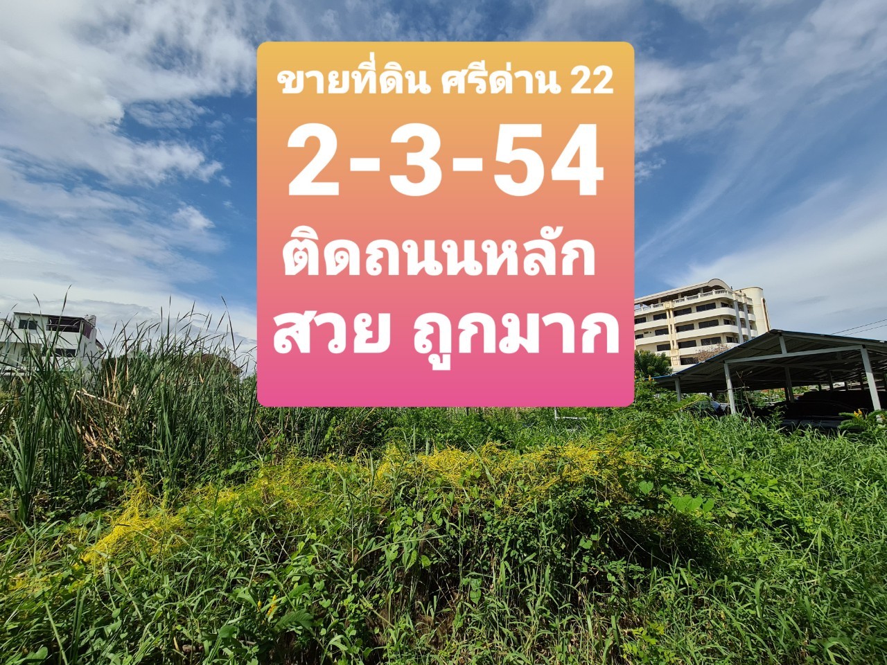 ขายที่ดิน ศรีด่าน 22 ติดถนนหลัก 3ไร่ หน้ากว้าง สวย ราคาถูกมาก รูปที่ 1