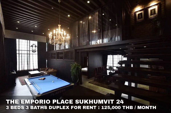 (เช่า) FOR RENT THE EMPORIO PLACE SUKHUMVIT 24 / 3 beds 3 baths Duplex / 200 Sqm.**125,000**  รูปที่ 1
