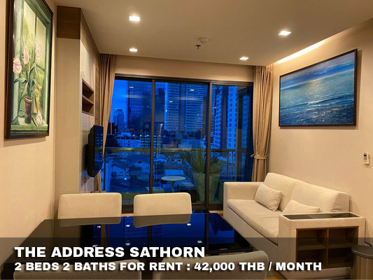 (เช่า) FOR RENT THE ADDRESS SATHORN / 2 beds 2 baths / 66 Sqm.**42,000** CLOSE BTS CHONGNONSI รูปที่ 1