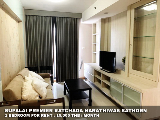 (เช่า) FOR RENT SUPALAI PREMIER RATCHADA - NARATHIWAT - SATHORN / 1 bedroom / 52 Sqm.**15,000** รูปที่ 1