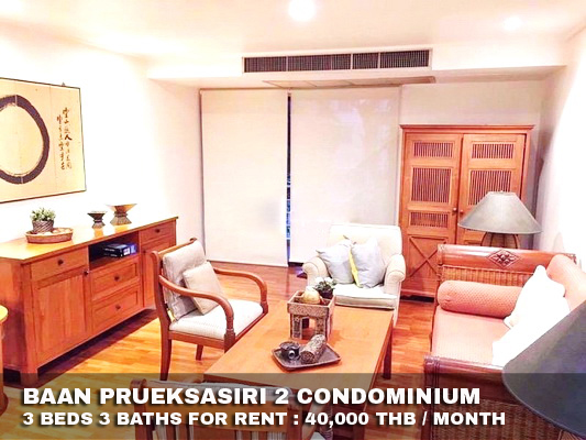 (เช่า) FOR RENT BAAN PRUEKSASIRI 2 SUANPLU / 3 beds 3 baths / 130 Sqm.**40,000** CLOSE SATHORN RD. รูปที่ 1