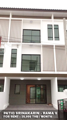 (เช่า) FOR RENT PATIO SRINAKARIN - RAMA 9 / 3 beds 3 baths / 22 Sqw.**20,000** BRIGHTON COLLEGE รูปที่ 1