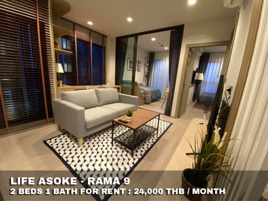 (เช่า) FOR RENT LIFE ASOKE - RAMA 9 / 2 beds 1 bath / 40 Sqm.**24,000**CLOSE MRT RAMA 9 รูปที่ 1