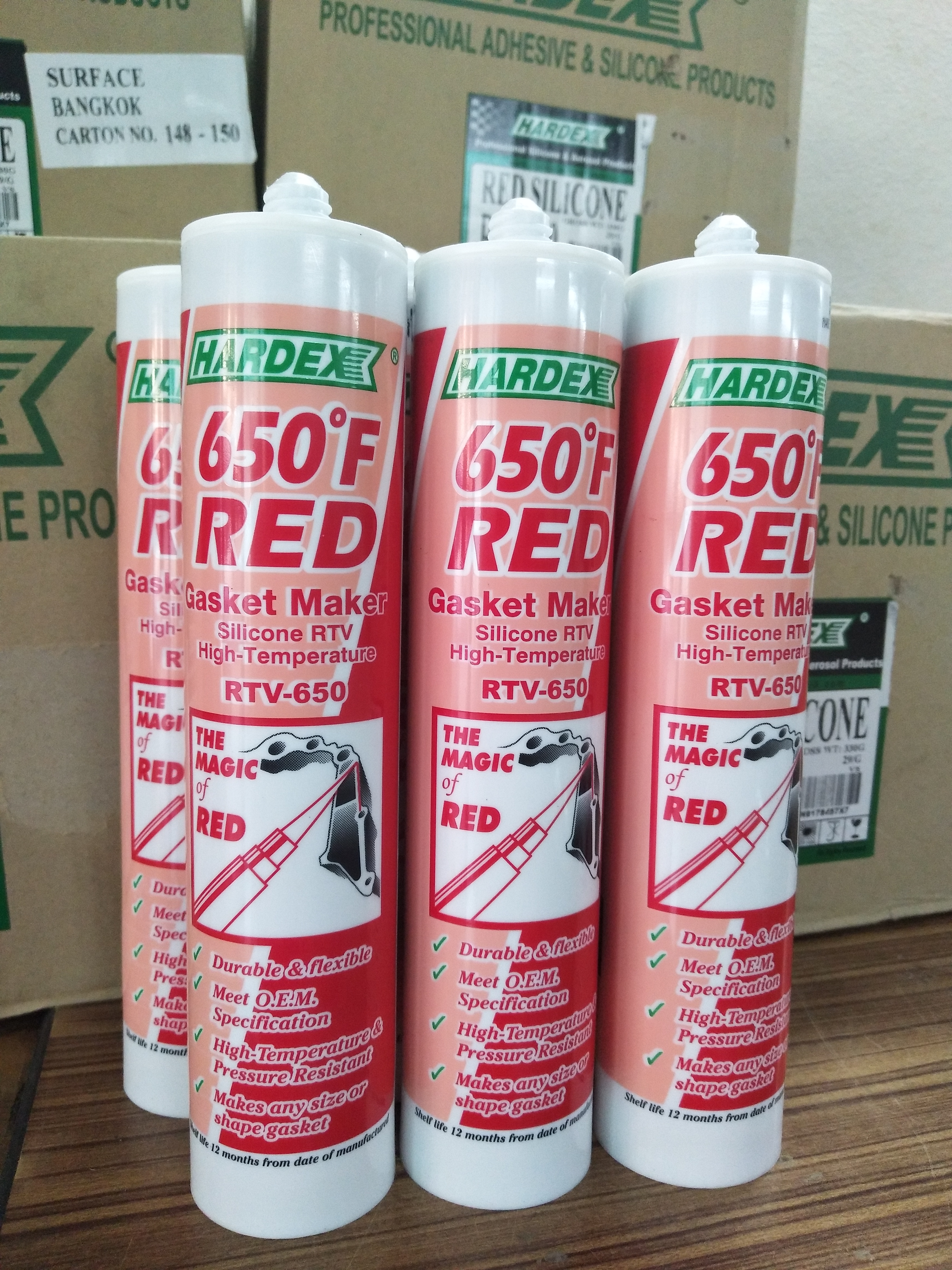 จำหน่ายราคาส่ง Hi-Temp Red RS650 กาวซิลิโคนประเก็นเหลวสีแดง ซิลิโคนทนความร้อนสูง 343 C หรือกาวแดง ทนความร้อน กาวปะเก็น กันน้ำกันน้ำมันได้ดี มีความยืดหยุ่น เป็นสินค้านำเข้าเองจากมาเลเซีย (มีเอกสาร MSDS และ TDS รับรอง) จัดส่งทั่วไทย ติดต่อ...คุณนก..0824774620 หรือติดต่อ Line : noksurface  รูปที่ 2