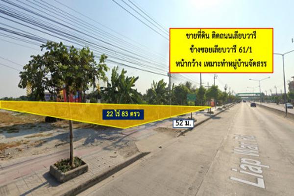 ขาย ที่ดิน ติดถนนเลียบวารี 22 ไร่ 83 ตร.วา หน้ากว้าง เหมาะทำหมู่บ้านจัดสรร รูปที่ 1