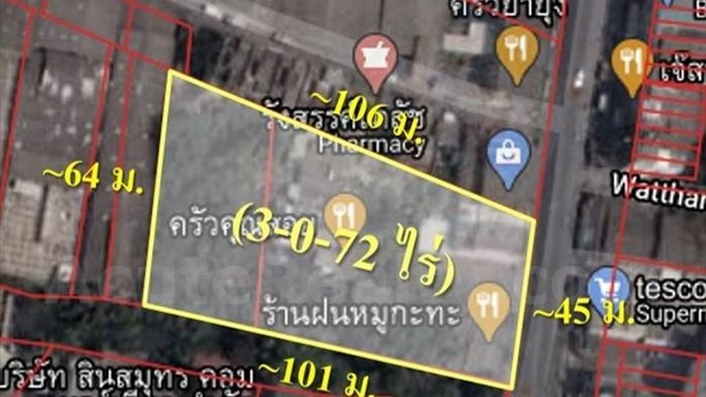 ขายที่ดินถนนท้ายบ้านที่ดินขนาด 3-0-72 ไร่ พร้อมสิ่งปลูกสร้าง รูปที่ 1