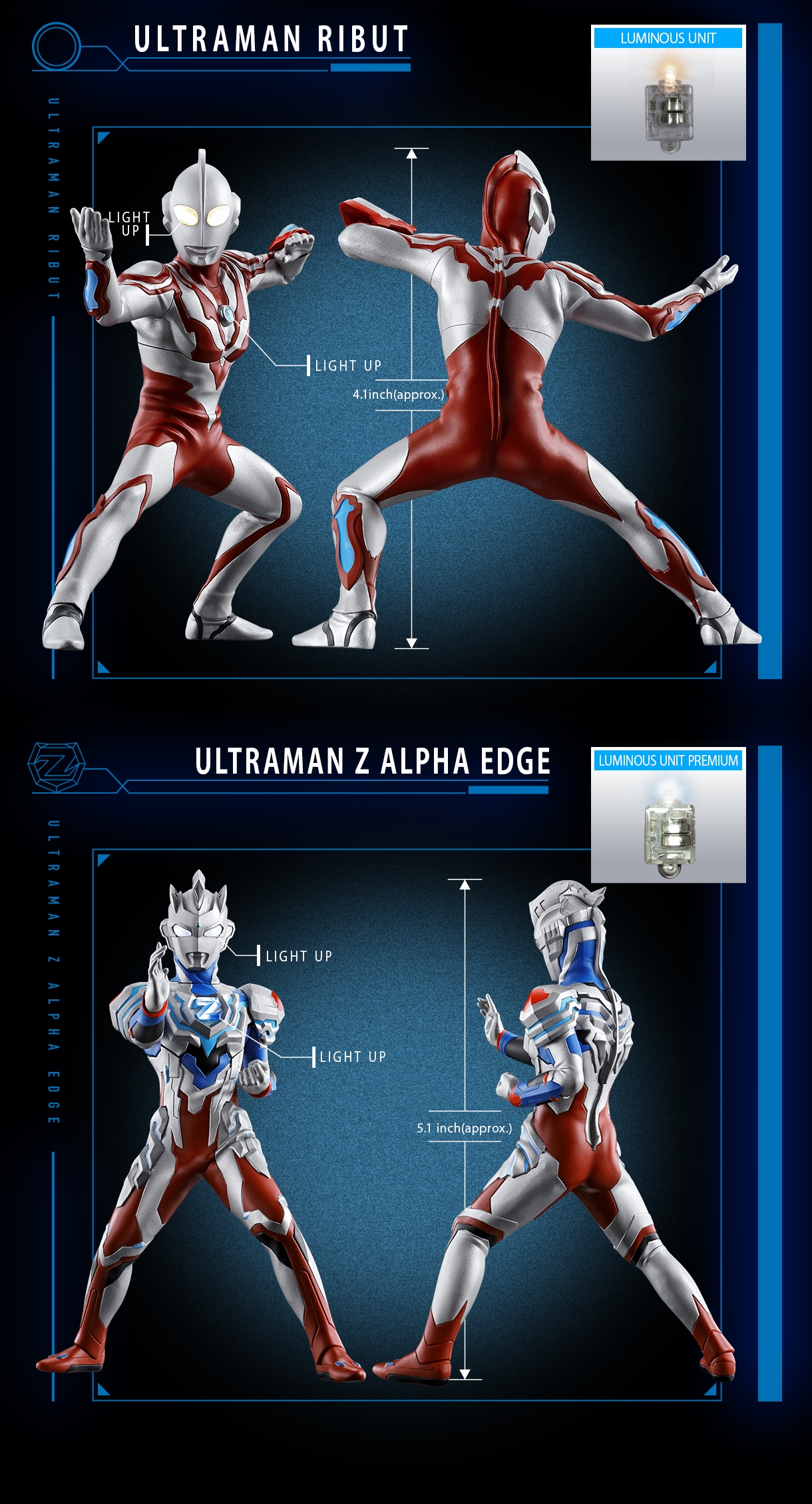 โมเดลอุลตร้าแมนรีบูท และ อุลตร้าแมนเซต อัลฟ่าเอดจ์ Ultimate Luminous Ultraman Ribut & Ultraman Z Alpha Edge (LIMITED P-BANDAI) ของใหม่ของแท้Bandai ประเทศญี่ปุ่น รูปที่ 3