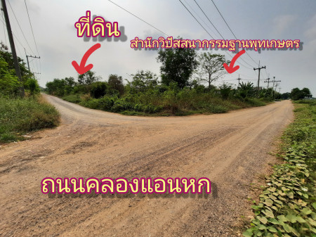 ที่ดินคลองหก คลองหลวง ใกล้ รร.อุดมศึกษารังสิต เหมาะสำหรับปลูกบ้าน รูปที่ 1