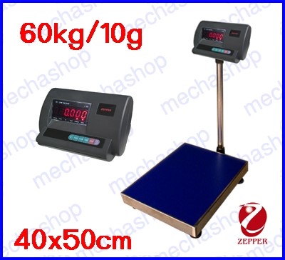 ตาชั่งดิจิตอล เครื่องชั่งตั้งพื้น 60kg ละเอียด10g แท่นชั่ง40x50cm ยี่ห้อ ZEPPER รุ่น A12E-EA รูปที่ 1