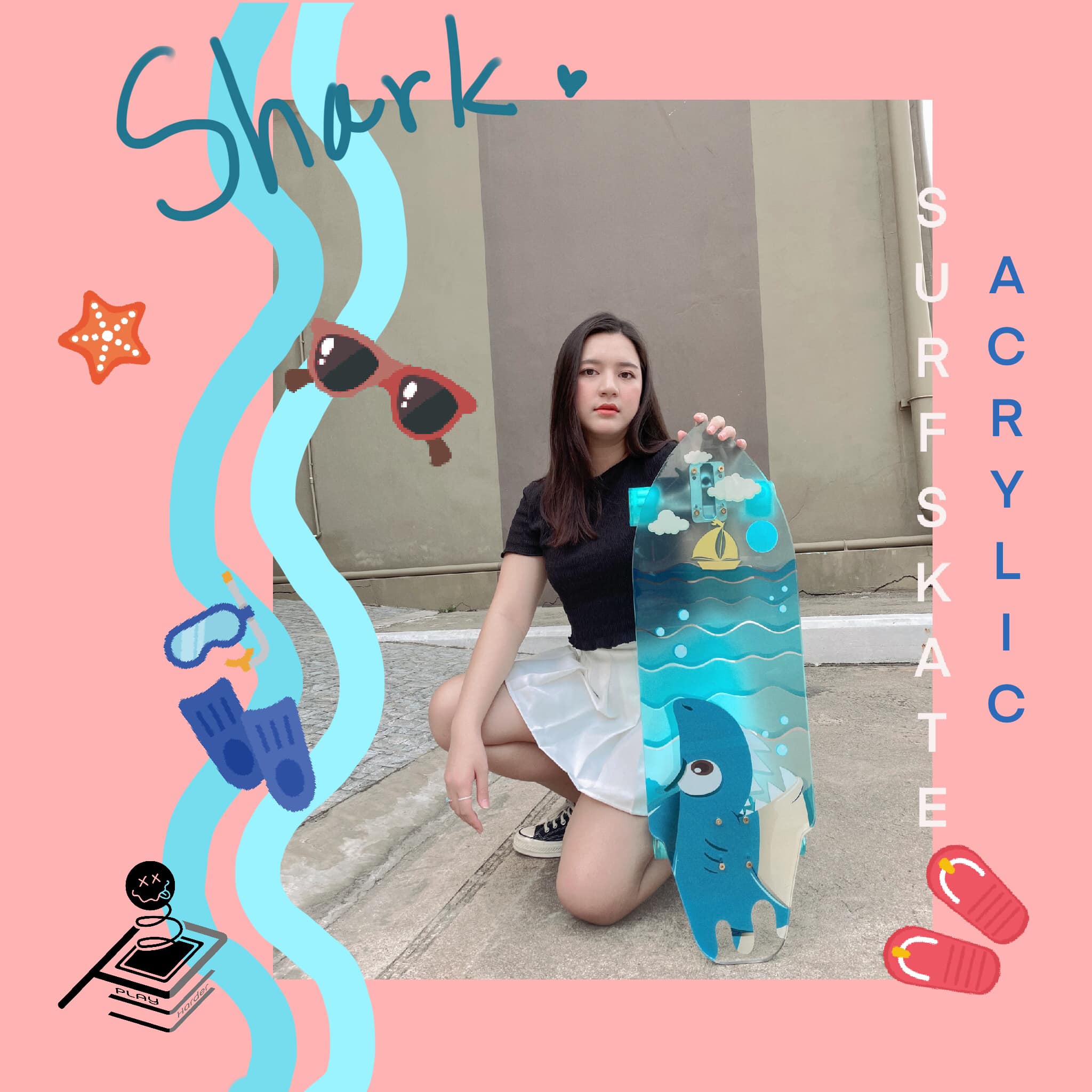 จำหน่ายเซิร์ฟเสก็ตอะคริลิค สามารถออกแบบได้ตามใจคุณ และมีแบบสวยๆให้เลือกเพียบ มีทั้งแบบพร้อมเล่น และ Deck เปล่า รูปที่ 4