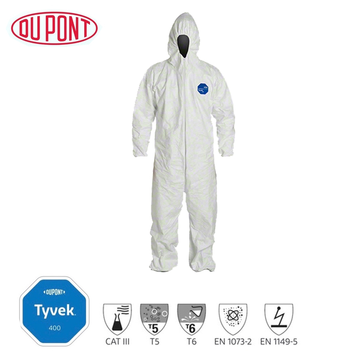 ชุด PPE ป้องกันเชื้อโรค ชุดป้องกันสารเคมี รุ่น Tyvek 400 ยี่ห้อ DUPONT SIZE:L รูปที่ 3