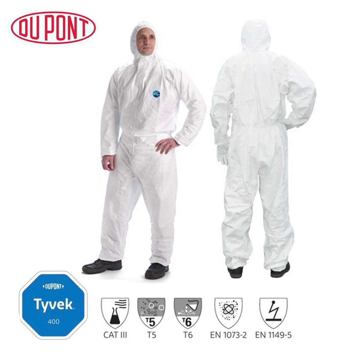 ชุด PPE ป้องกันเชื้อโรค ชุดป้องกันสารเคมี รุ่น Tyvek 400 ยี่ห้อ DUPONT SIZE:M รูปที่ 5