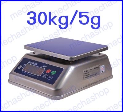 ตาชั่งดิจิตอล เครื่องชั่งกันน้ำ 30kg ละเอียด5g จานชั่งเป็นสแตนเลส230x190mm ยี่ห้อ JADEVER รุ่น JWP รูปที่ 1