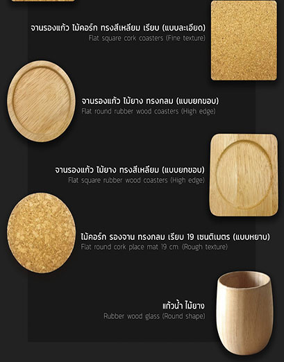 จานรองแก้ว จานรองแก้วทรงกลม จานรองแก้วไม้คอล์ก รูปที่ 3