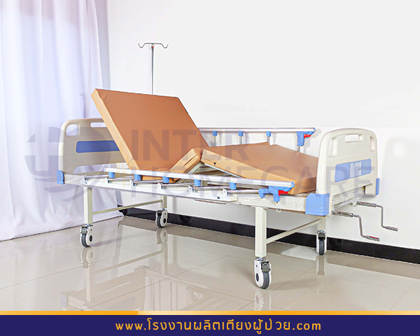 เตียงผู้ป่วย2ไกร์ มือหมุน พื้นเหล็ก หัว-ท้าย ABS รุ่น PS07A รูปที่ 4